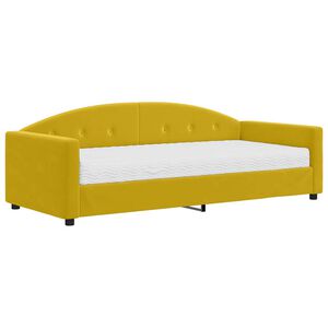 vidaXL Sof&aacute; cama con colch&oacute;n terciopelo amarillo 90x200 cm