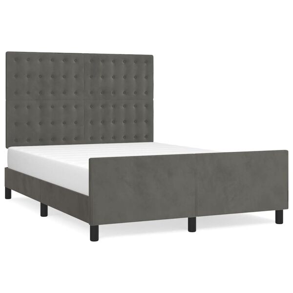 vidaXL Estructura de cama sin colch&oacute;n terciopelo gris oscuro 140x190cm