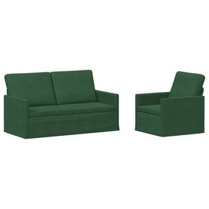 vidaXL Juego de Sof&aacute; 2 pcs Verde Selva Tela de Pana