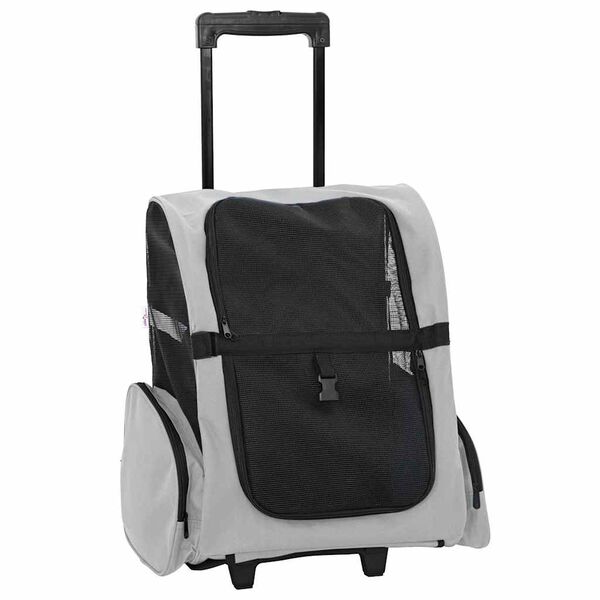 vidaXL Carrito para mascotas 3 en 1, dise&ntilde;o gris, 48 x 32 x (57-106) cm, tela Oxford