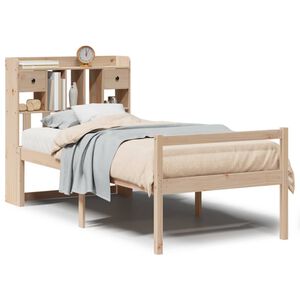 vidaXL Cama con estanter&iacute;a sin colch&oacute;n madera maciza de pino 90x190 cm