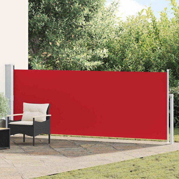 vidaXL Toldo lateral retr&aacute;ctil de jard&iacute;n rojo 140x500 cm
