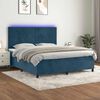 vidaXL Cama box spring colch&oacute;n y LED terciopelo azul oscuro 180x200 cm
