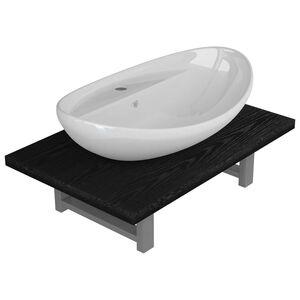 vidaXL Conjunto de muebles de ba&ntilde;o 2 piezas cer&aacute;mica negro