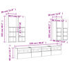 vidaXL Muebles de TV de pared con luces LED 7 piezas roble ahumado