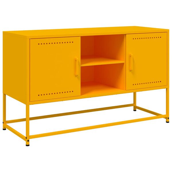 vidaXL Mueble para TV de acero amarillo mostaza 100,5x39x60,5 cm