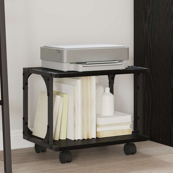 vidaXL Soporte para Impresora Roble Negro 41 x 28 x 33.5 cm