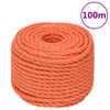 vidaXL Cuerda de trabajo polipropileno naranja 24 mm 100 m