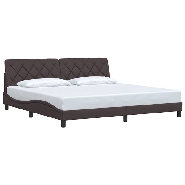 vidaXL Estructura de cama sin colch&oacute;n tela marr&oacute;n oscuro 200x200 cm
