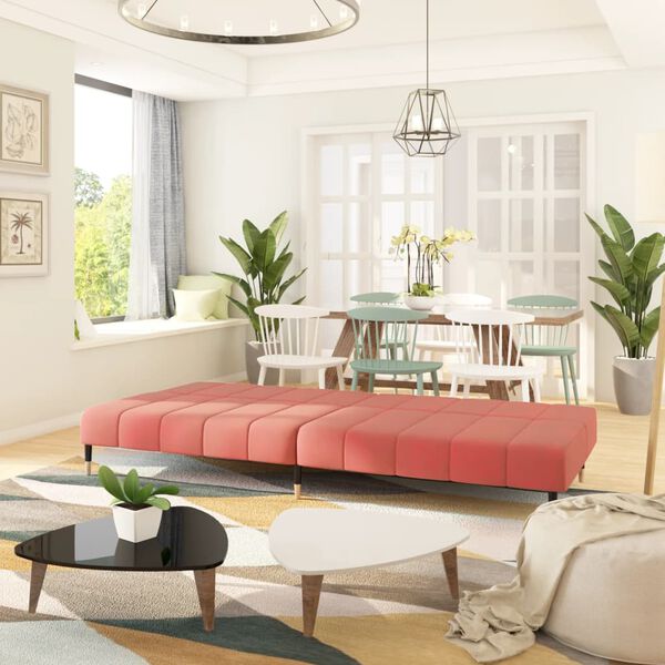 vidaXL Sof&aacute; cama de 2 plazas terciopelo rosa