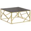 vidaXL Mesa de centro dorada acero inoxidable y vidrio templado