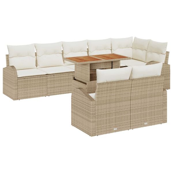 vidaXL Conjunto de sofá de jardín 9 pcs Beige Poliratán