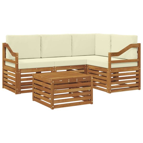 vidaXL Juegos de muebles 5 pcs Natural y Crema Madera de ingenier&iacute;a
