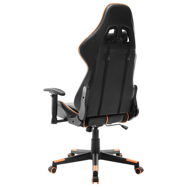 vidaXL Silla de gaming de cuero sint&eacute;tico negro y naranja