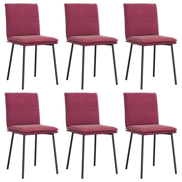 vidaXL Sillas de comedor 6 unidades terciopelo rojo tinto
