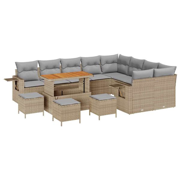 vidaXL Conjunto de sof&aacute;s de jard&iacute;n con coj&iacute;n 13 pcs Beige y Gris Claro