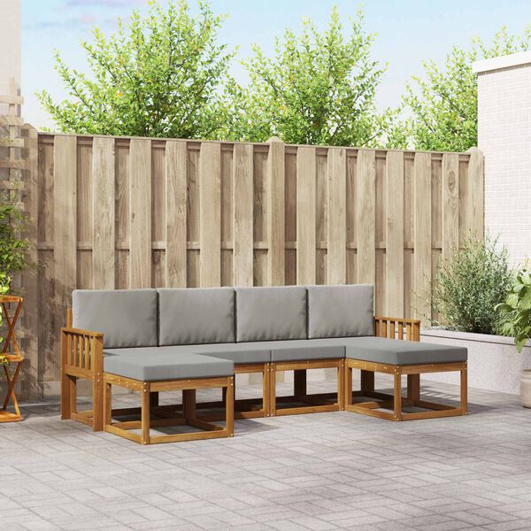 vidaXL Conjunto de sof&aacute;s de exterior 6 pcs Gris Natural y Claro