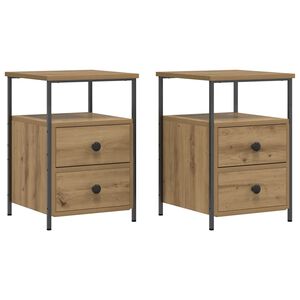 vidaXL Mesitas de noche 2 uds madera roble artisan 34x35,5x50 cm