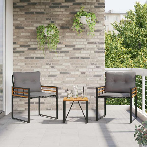 vidaXL Juego de muebles de exterior con cojín 3 pcs Gris Claro