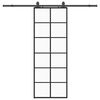 vidaXL Puerta corredera con juego herrajes negro 76x205 cm ESG vidrio