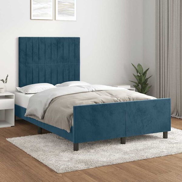 vidaXL Estructura de cama sin colch&oacute;n terciopelo azul oscuro 120x200cm