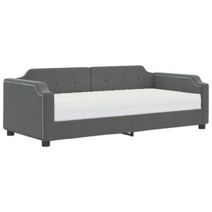 vidaXL Sof&aacute; cama con colch&oacute;n tela gris oscuro 80x200 cm