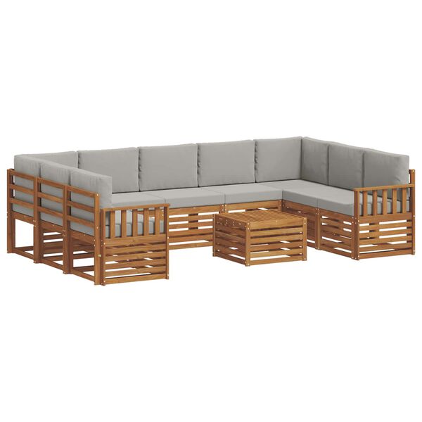 vidaXL Juegos de sof&aacute;s con coj&iacute;n 10 pcs Gris Natural y Claro