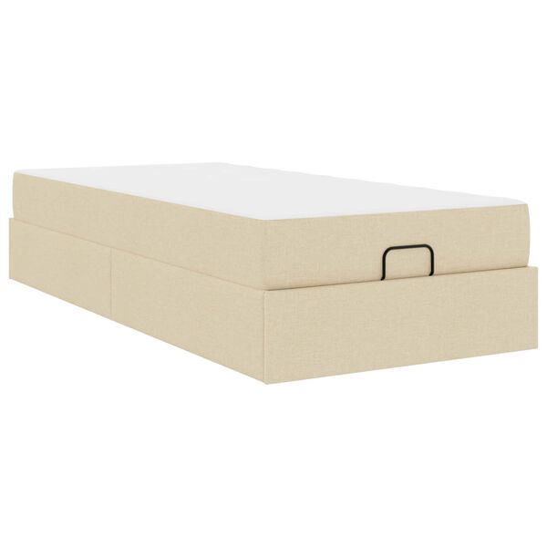 vidaXL Estructura de cama con colch&oacute;n con colch&oacute;n 2 pcs Crema tela