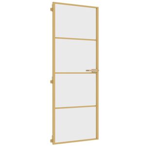 vidaXL Puerta de interior dorada vidrio templado y aluminio 76x201,5cm