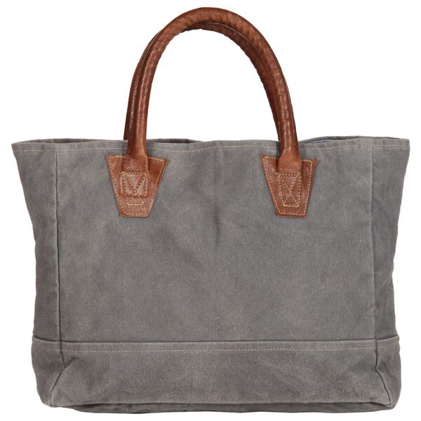 vidaXL Bolso estilo shopper gris oscuro 32x10x37,5cm lona y cuero real