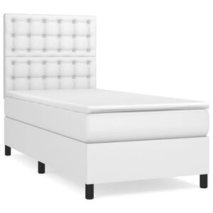 vidaXL Cama box spring con colch&oacute;n cuero sint&eacute;tico blanco 80x200 cm