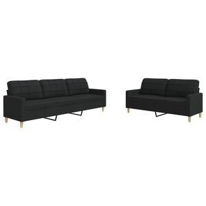 vidaXL Juego de sof&aacute;s 2 piezas tela negro