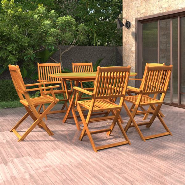 vidaXL Set de comedor de jard&iacute;n 7 piezas madera maciza de acacia