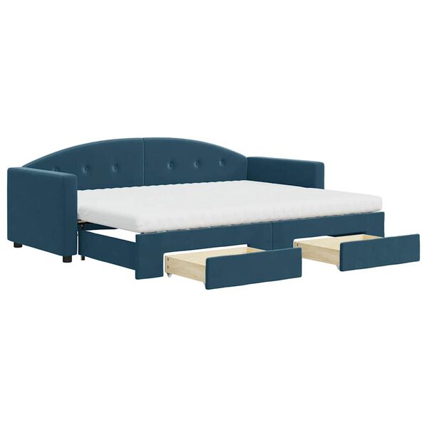 vidaXL Sof&aacute; cama nido con cajones terciopelo azul 80x200 cm