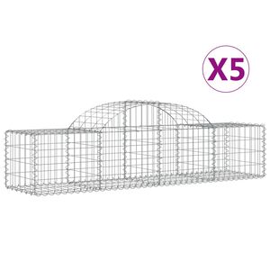 vidaXL Cestas de gaviones 5 uds forma de arco hierro 200x50x40/60 cm