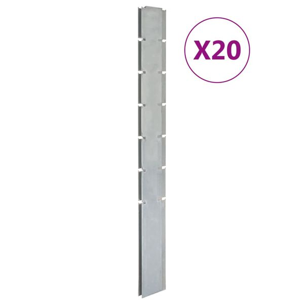vidaXL Postes de valla de jard&iacute;n 20 uds acero galvanizado plata 180 cm