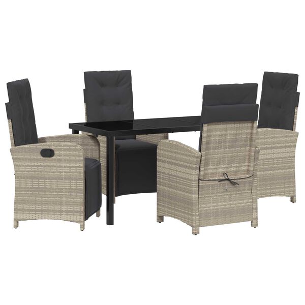 vidaXL Conjunto de Comedor de Jard&iacute;n 5 pcs Gris Claro rat&aacute;n sint&eacute;tico