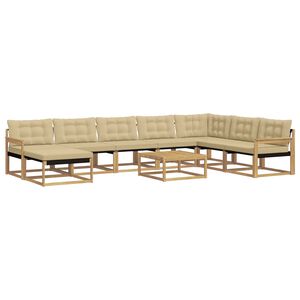 vidaXL Conjunto de sof&aacute;s de exterior 9 uds. y Beige