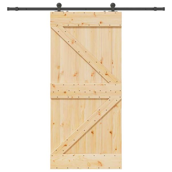 vidaXL Puerta corredera con herrajes madera maciza de pino 90x210 cm