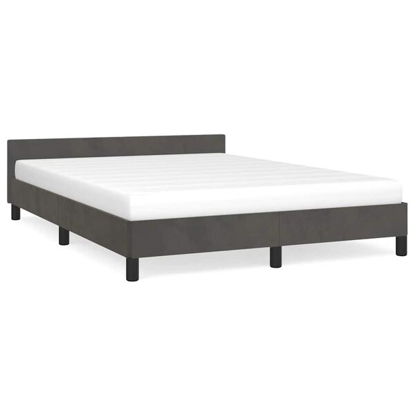 vidaXL Estructura de cama sin colch&oacute;n terciopelo gris oscuro 140x200cm