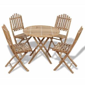 vidaXL Juego de comedor de jard&iacute;n plegable 5 piezas de bamb&uacute;