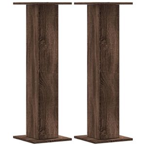 vidaXL Soportes altavoces 2 uds madera marr&oacute;n roble 30x30x95 cm