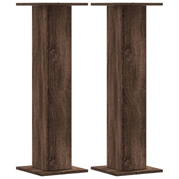 vidaXL Soportes altavoces 2 uds madera marr&oacute;n roble 30x30x95 cm