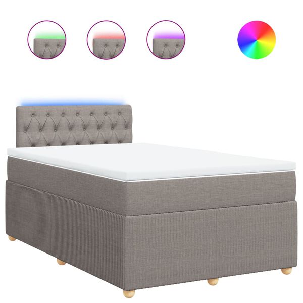 vidaXL Cama box spring con colch&oacute;n tela gris taupe 120x190 cm