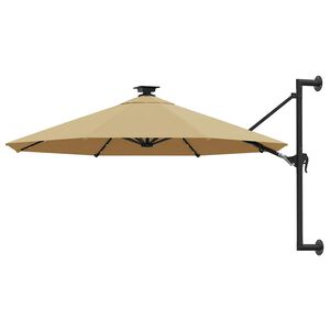 vidaXL Sombrilla de jard&iacute;n de pared con luces LED taupe 300 cm