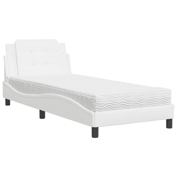 vidaXL Estructura de cama sin colch&oacute;n Zadar cuero sint&eacute;tico blanco 100x200 cm