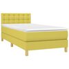 vidaXL Cama box spring con colch&oacute;n y LED tela verde 90x200 cm