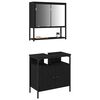 vidaXL Juego de muebles de ba&ntilde;o 2 pcs Negro Madera contrachapada