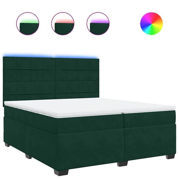 vidaXL Cama box spring con colch&oacute;n terciopelo verde oscuro 200x200 cm