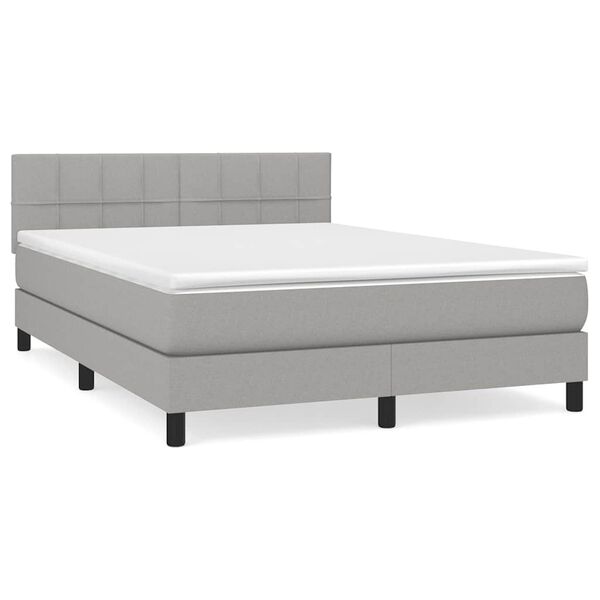vidaXL Cama box spring con colch&oacute;n tela gris claro 140x190 cm